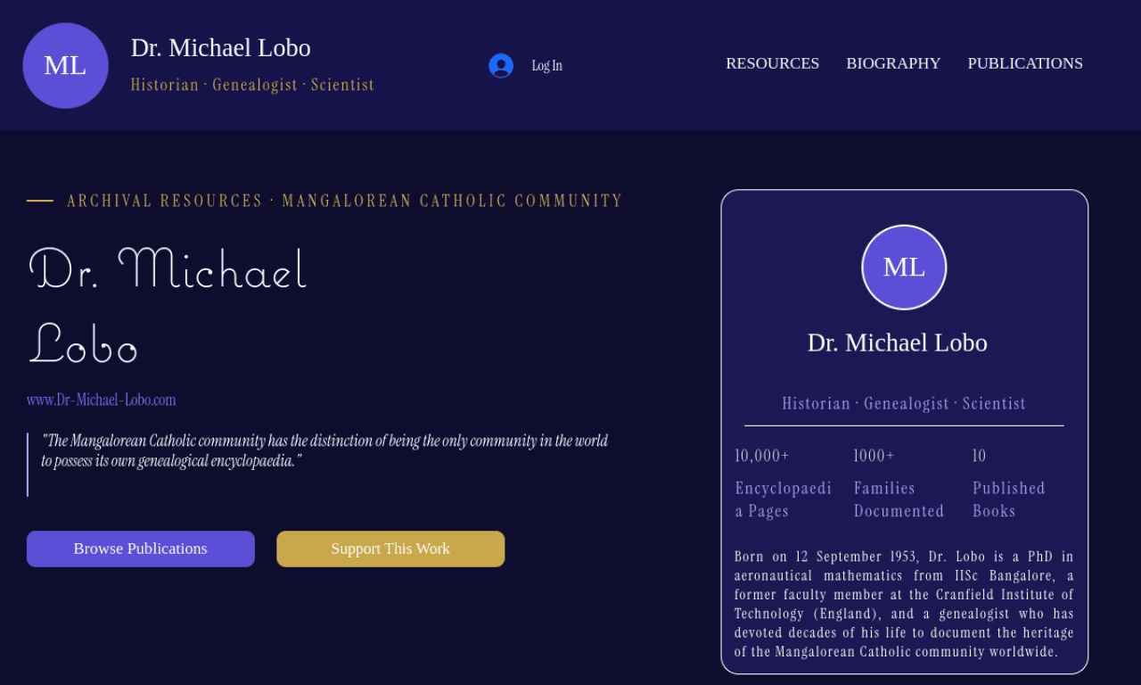Dr. Michael Lobo website screenshot