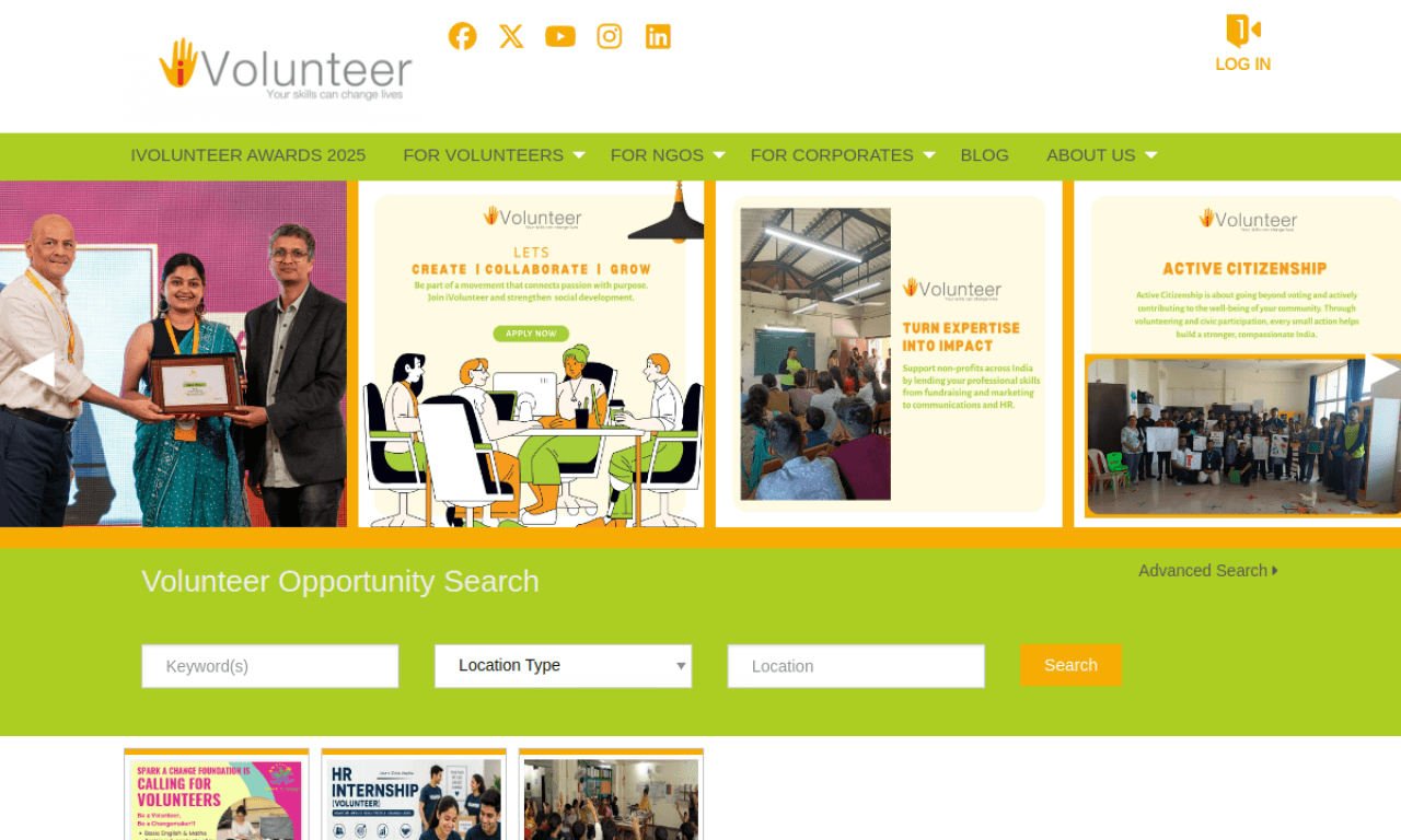 iVolunteer website screenshot